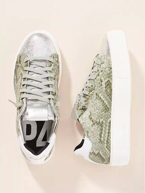 RARE P448 Limited Edition Thea Snake Sneakers Sparkle Silver Platform 39 US 8.5